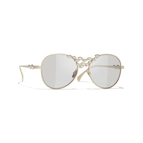 chanel sunglasses bc19703049|Pilot Sunglasses Metal & Calfskin Light gold & green .